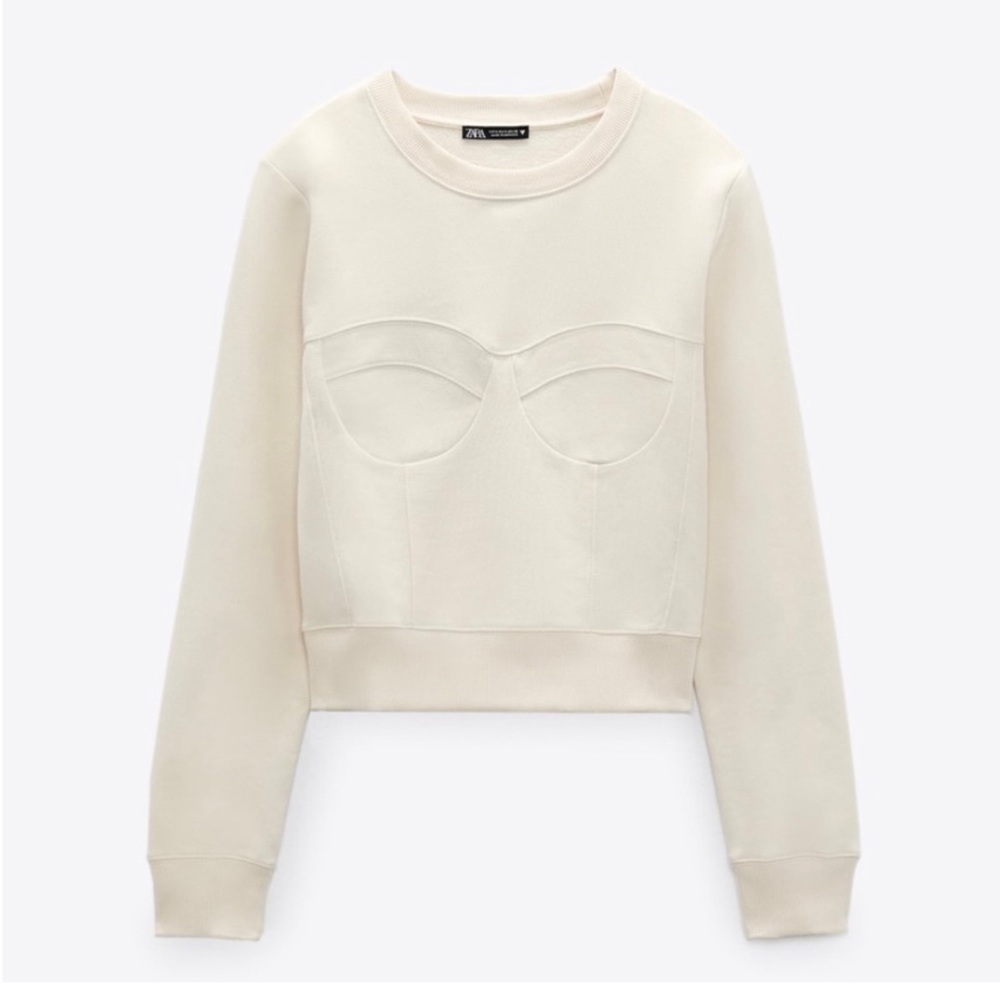 Zara sweatshirt with bustier details NWOT